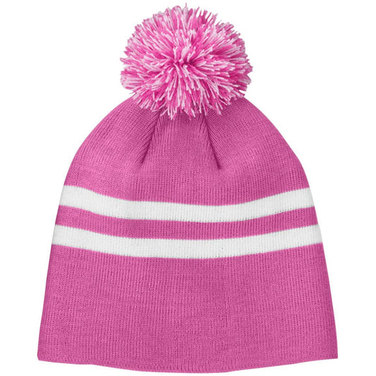 Team 365 Striped Pom Beanie