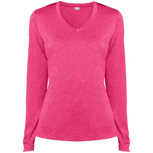 Sport-Tek Ladies' LS Heather Dri-Fit V-Neck T-Shirt